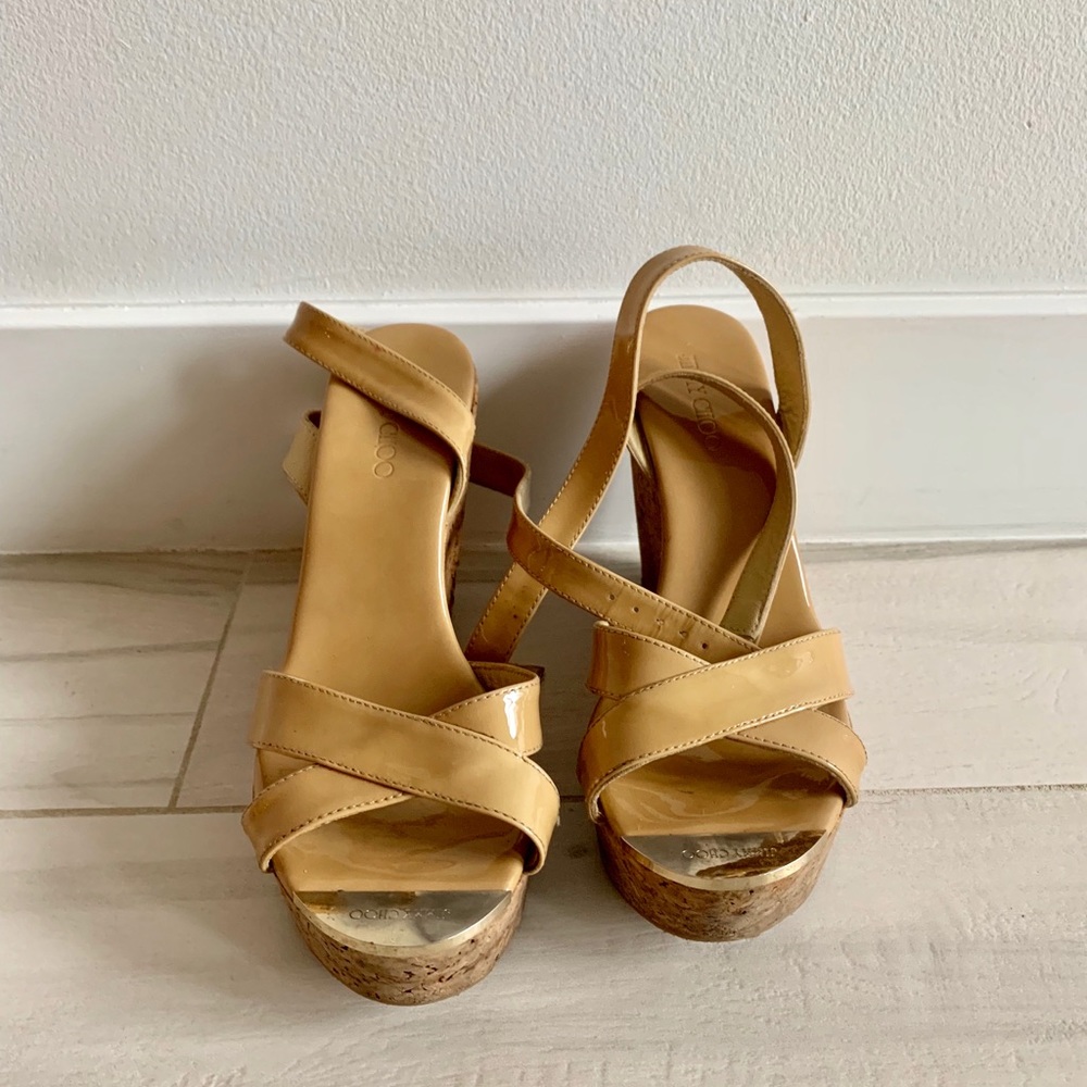 Jimmy Choo Nude and Cork Wedge (37.5)